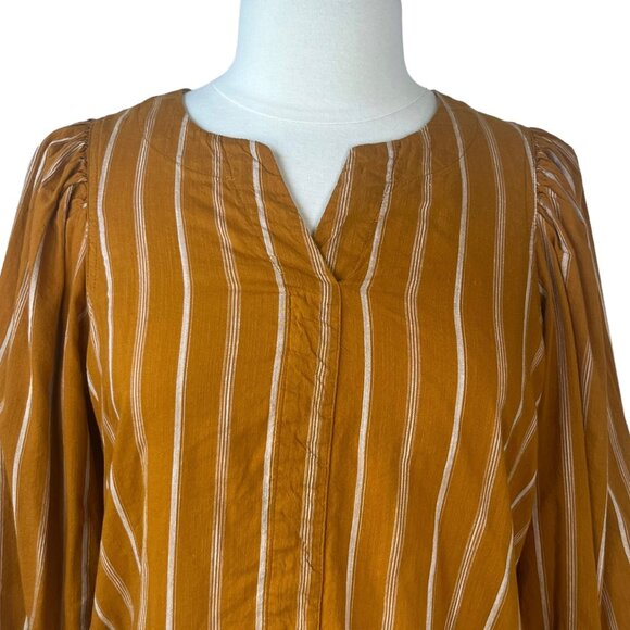 ANA Blouse Womens Medium Orange White Long Sleeves Vneck - Picture 3 of 8
